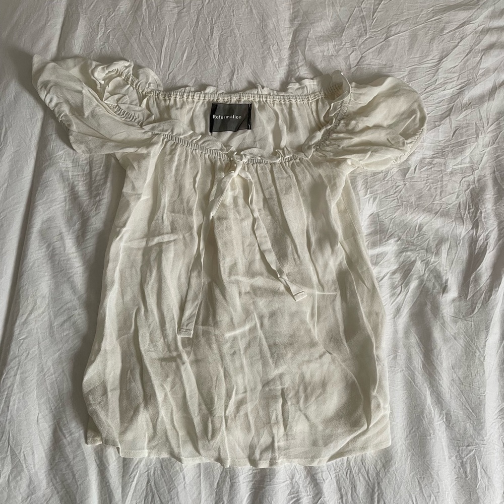 Reformation White Ruffled Women's Top Size S